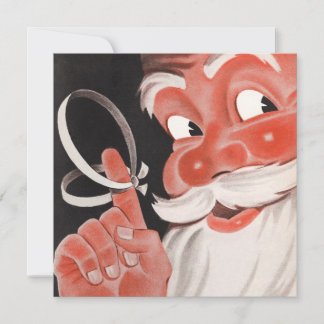 Cartes Pour Fêtes Annuelles Père Noël vintage avec ficelle de rappel au doigt
