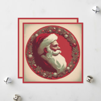 Cartes Pour Fêtes Annuelles Père Noël vintage avec guirlande