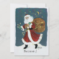 Père Noël vintage avec le sac Aquarelle Dessin Cro