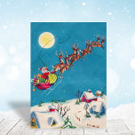 Cartes Pour Fêtes Annuelles Père Noël vintage Avec Nuit De Noël Reindeen<br><div class="desc">Père Noël vintage Avec Carte De Vacances De Noël Reindeer.</div>