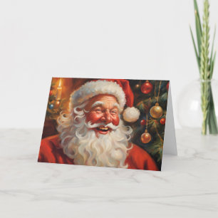 Cartes Pour Fêtes Annuelles Père Noël vintage avec ornements