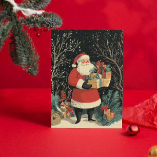 Cartes Pour Fêtes Annuelles Père Noël Vintage Cadeaux Classiques Noël