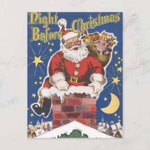 Cartes Pour Fêtes Annuelles Père Noël vintage, Cette Nuit Avant Noël