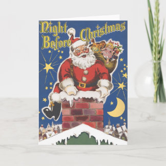 Cartes Pour Fêtes Annuelles Père Noël vintage, Cette Nuit Avant Noël