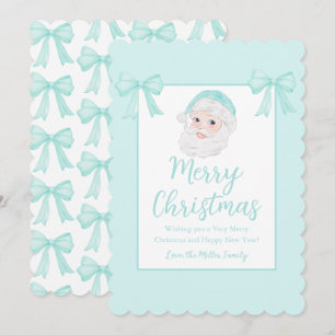 Cartes Pour Fêtes Annuelles Père Noël Vintage Chapeau Menthe Personnalisé