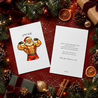 Cartes Pour Fêtes Annuelles Père Noël vintage culturiste Noël drôle