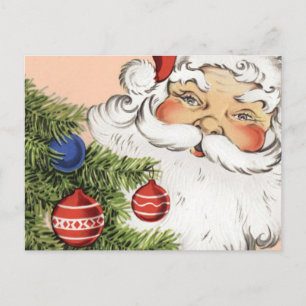 Cartes Pour Fêtes Annuelles Père Noël vintage de Noël avec ornements d'arbre