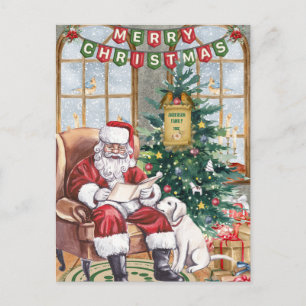 Cartes Pour Fêtes Annuelles Père Noël vintage de Noël et le chien 
