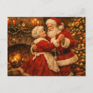 Cartes Pour Fêtes Annuelles Père Noël vintage et danse des épouses Claus 