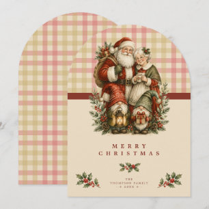 Cartes Pour Fêtes Annuelles Père Noël vintage et lutins de Mme Claus Noël TMF2
