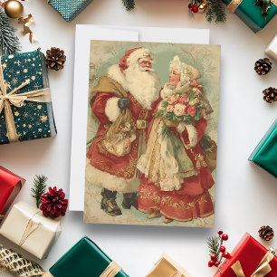 Cartes Pour Fêtes Annuelles Père Noël vintage et Mme Claus à Noël