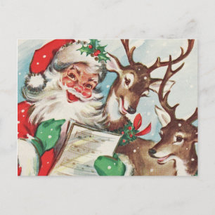 Cartes Pour Fêtes Annuelles Père Noël vintage et renne