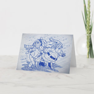 Cartes Pour Fêtes Annuelles Père Noël vintage et son assistant aux lunettes bl