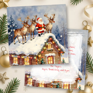 Cartes Pour Fêtes Annuelles Père Noël vintage & Renne Noël personnalisé