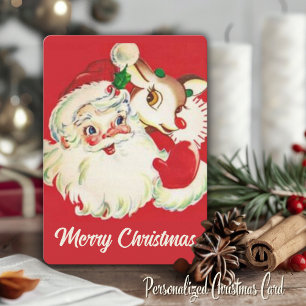 Cartes Pour Fêtes Annuelles Père Noël Vintage rétro avec Rudolf Noël personnal