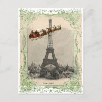 Père Noël vintage sur Paris Christmas Postcard