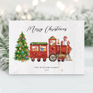 Cartes Pour Fêtes Annuelles Père Noël Vintage Train de Noël Non-Photo