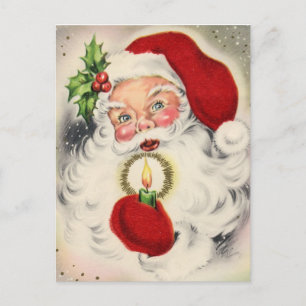 Cartes Pour Fêtes Annuelles Père Noël vintage w/candle