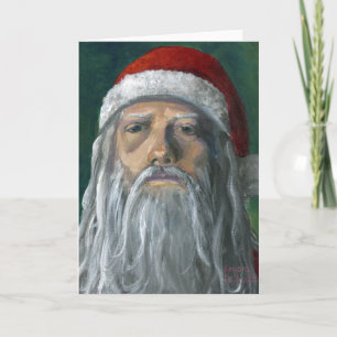 Cartes Pour Fêtes Annuelles Père Noël, visage peint à la main et sévère