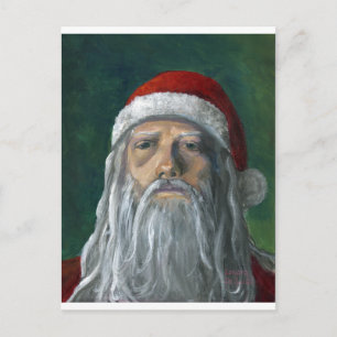 Cartes Pour Fêtes Annuelles Père Noël, visage peint à la main et sévère