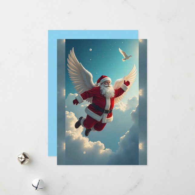 Cartes Pour Fêtes Annuelles Père Noël volant  (Add photos and text for no additional charge!
)