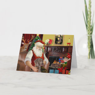Cartes Pour Fêtes Annuelles père Noël Weimaraner (N)