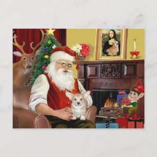 Cartes Pour Fêtes Annuelles père Noël Welsh Corgi Puppy (Pambassade)