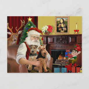 Cartes Pour Fêtes Annuelles Père Noël Welsh Terriers (DEUX)