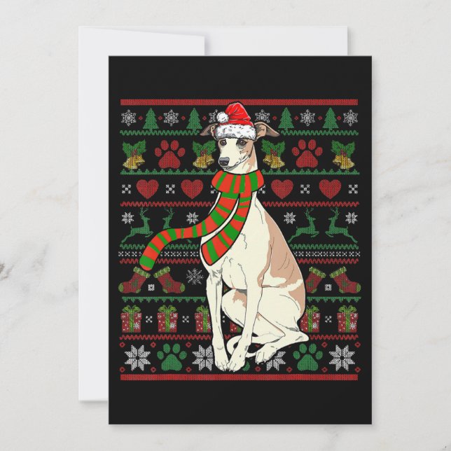 Cartes Pour Fêtes Annuelles Père Noël Whippet Amusing Amateur de Chien Noël (Devant)
