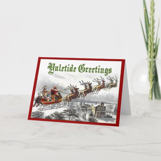 Cartes Pour Fêtes Annuelles Père Noël Yuletide Salutations (Devant)