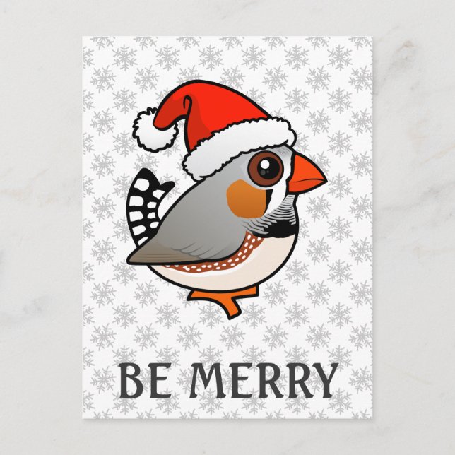 Cartes Pour Fêtes Annuelles Père Noël Zebra Finch (Devant)