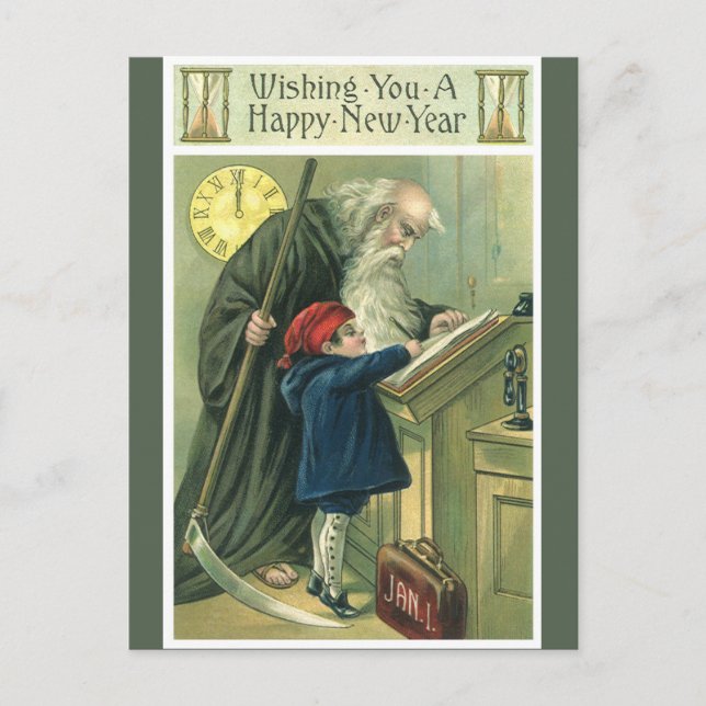 Cartes Pour Fêtes Annuelles Père Time vous souhaite une bonne année (Devant)