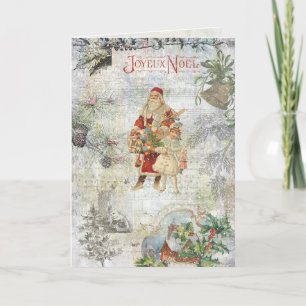 Cartes Pour Fêtes Annuelles Père vintage Noël en Collage de Neige
