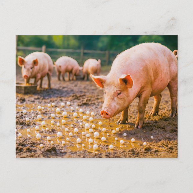 Cartes Pour Fêtes Annuelles Perles avant porc dans stylo boueux (Devant)