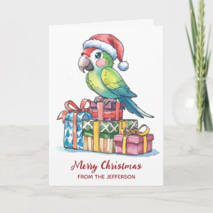 Cartes Pour Fêtes Annuelles Perroquet personnalisé avec chapeau de Père Noël N