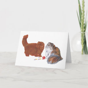 Cartes Pour Fêtes Annuelles Persan rouge et Persan calico avec ornement