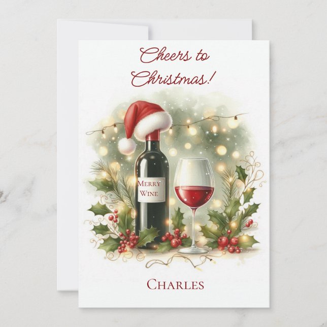 Cartes Pour Fêtes Annuelles Personalised Christmas Wine Lover Card  (Devant)
