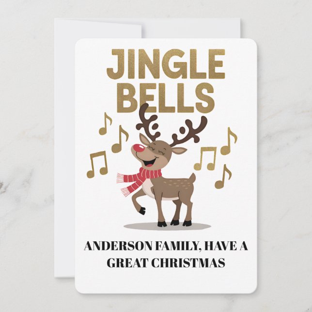 Cartes Pour Fêtes Annuelles Personalize Jingle Bells Singing Reindeer (Devant)