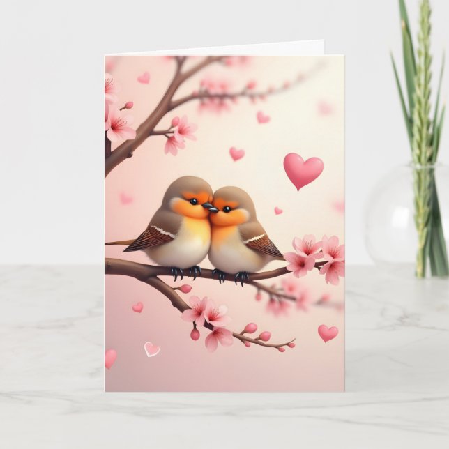 Cartes Pour Fêtes Annuelles Personalized Bird Couple Valentine  (Devant)