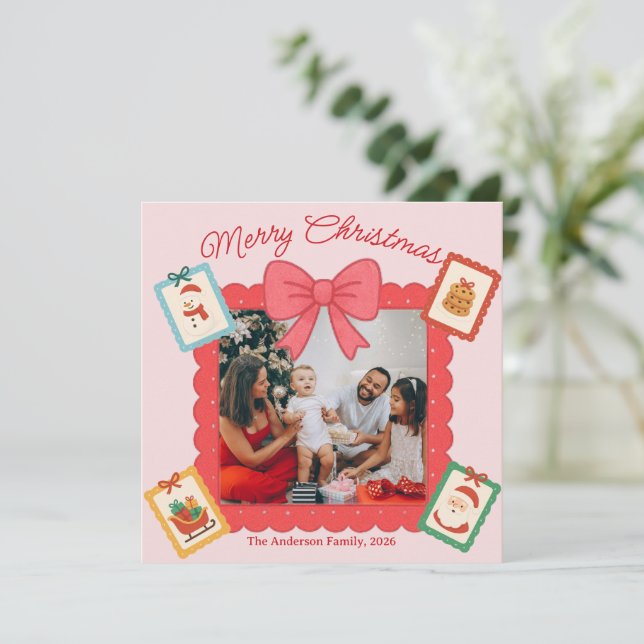 Cartes Pour Fêtes Annuelles Personalized Cute Christmas Photo Collage  (Debout devant)