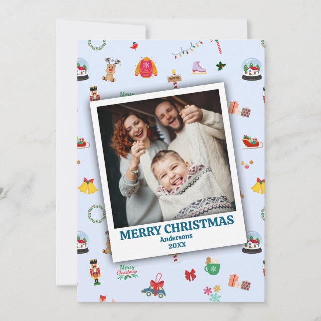 Cartes Pour Fêtes Annuelles Personalized family photo framed cute Christmas (Devant)