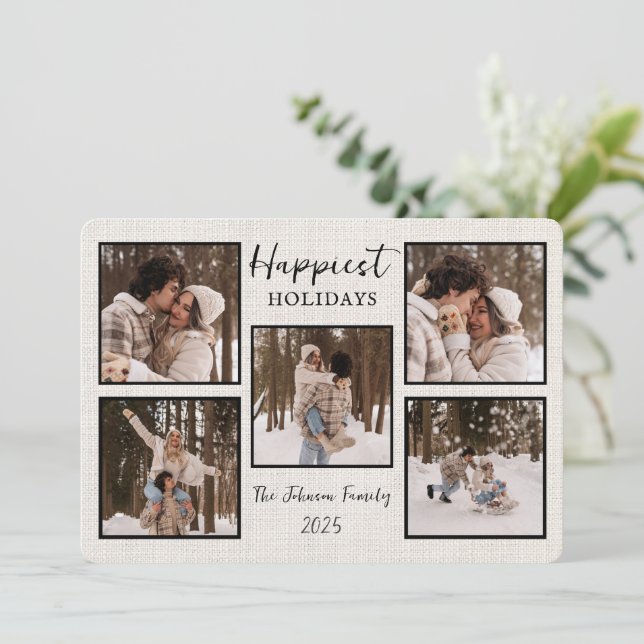 Cartes Pour Fêtes Annuelles Personalized Happiest Holidays Card with Photos (Debout devant)
