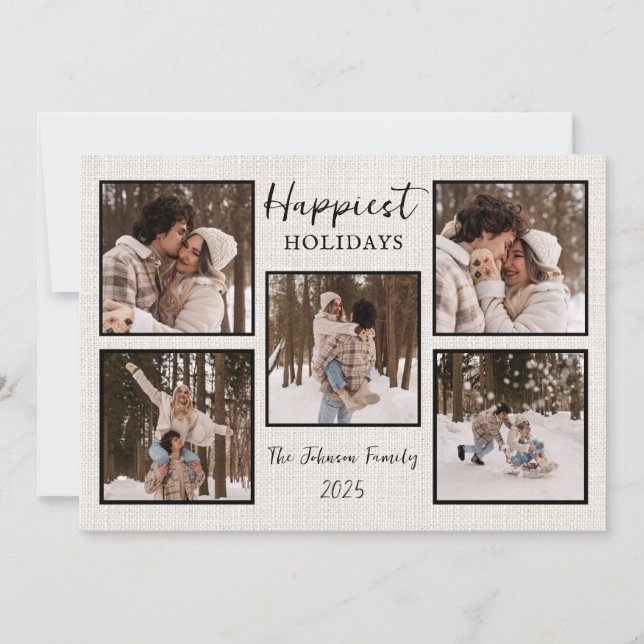 Cartes Pour Fêtes Annuelles Personalized Happiest Holidays Card with Photos (Devant)
