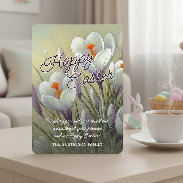 Cartes Pour Fêtes Annuelles Personalized Happy Easter Crocus Floral Card (Créateur téléchargé)