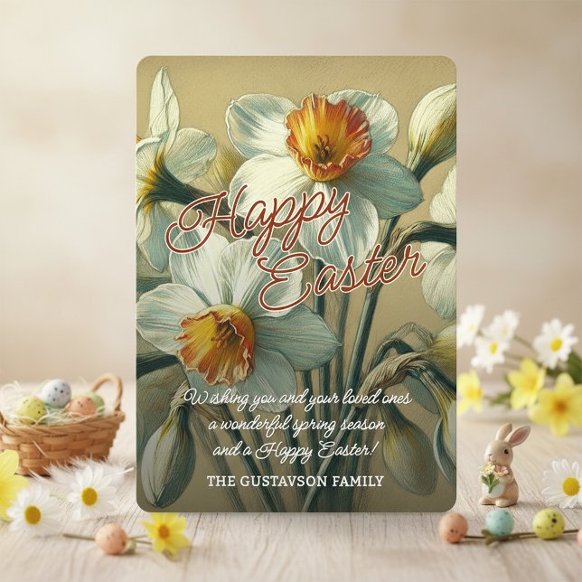 Cartes Pour Fêtes Annuelles Personalized Happy Easter Daffodil Floral Card (Créateur téléchargé)