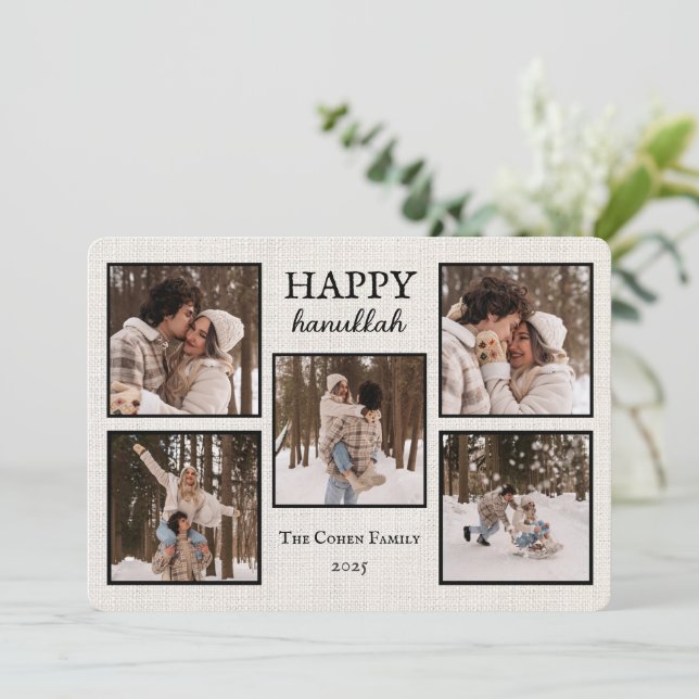 Cartes Pour Fêtes Annuelles Personalized Happy Hanukkah Card with Photos (Debout devant)