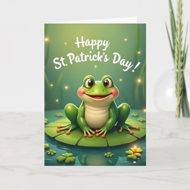 Cartes Pour Fêtes Annuelles Personalized Happy St. Patrick's Day Frog Card (Devant)