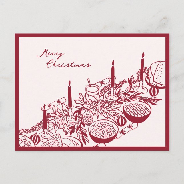 Cartes Pour Fêtes Annuelles Personalized Merry Christmas Table Minimal Design (Devant)