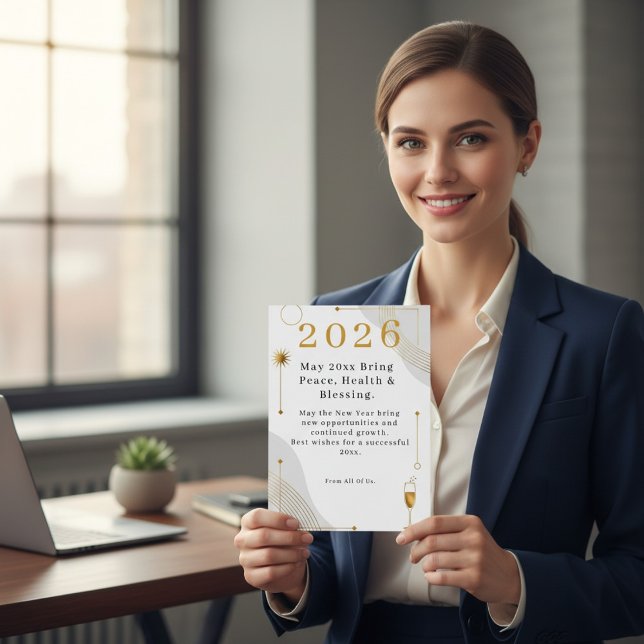 Cartes Pour Fêtes Annuelles Personalized Modern Minimalist Business New Year  (Créateur téléchargé)