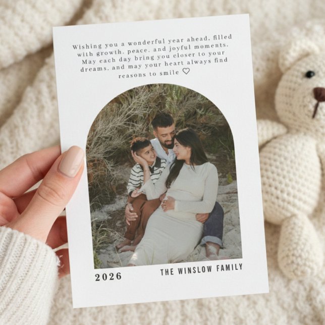 Cartes Pour Fêtes Annuelles Personalized One-Photo New Year Card 2026 (Créateur téléchargé)